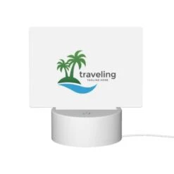 Rectangular Acrylic Night Light, A Logo For Traveling With A Palm Tree And The Words "tagline Here". -Cute Night Light Shop 001b1942a055e9b41055e2c4df7414d48707e9f1