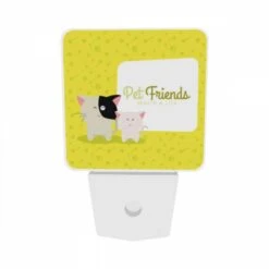 Night Light Set Of 2, A Cat And A Kitten Are Standing Next To A Sign That Says "Pet Friends." -Cute Night Light Shop 0027bef057023681d37e4f476794fde1f1f5241b