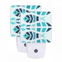 Night Light Set Of 2, A Fish With A Black Eye And A Blue And White Body.