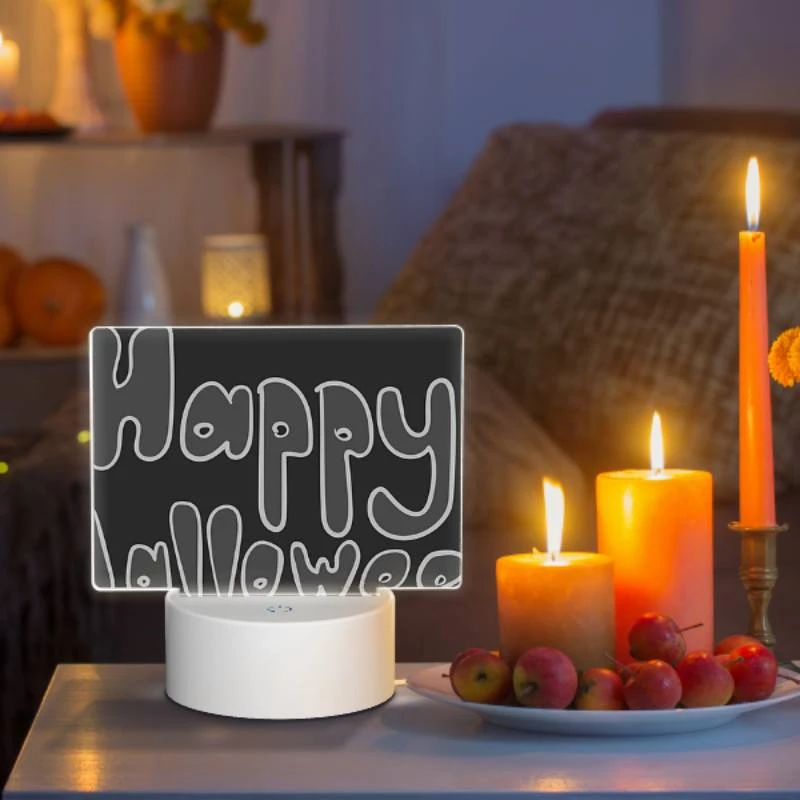 Rectangular Acrylic Night Light, A black and white sign that says "Happy Halloween". Rectangular Acrylic Night Light, A Black And White Sign That Says "Happy Halloween". -Cute Night Light Shop 00e4e6795cc3b2150f3437d62a826a35998c8aa6