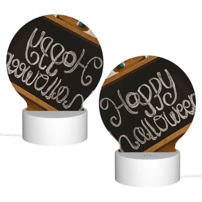 Round Acrylic Night Light, A chalkboard with the words "Happy Halloween" written on it. Round Acrylic Night Light, A Chalkboard With The Words "Happy Halloween" Written On It. -Cute Night Light Shop 011b7f63a7c517d5da82745b26f0530874d9a20c