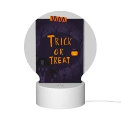 Round Acrylic Night Light, A Poster With A Pumpkin On It That Says Trick Or Treat. 11 Round Acrylic Night Light, A Poster With A Pumpkin On It That Says Trick Or Treat. -Cute Night Light Shop 01622a50ea38fe2005fd96eb1c19a492bf4aa268