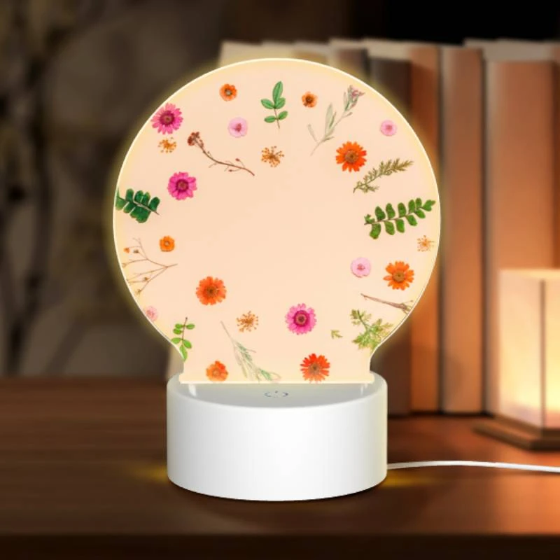 Round Acrylic Night Light, A circle of flowers and leaves on a white background. Round Acrylic Night Light, A Circle Of Flowers And Leaves On A White Background. -Cute Night Light Shop 022e0efd9fa283f62665b6b8d0bb43794bd022ee