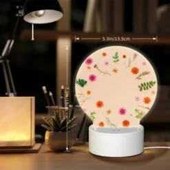 Round Acrylic Night Light, A Circle Of Flowers And Leaves On A White Background. 7 Round Acrylic Night Light, A Circle Of Flowers And Leaves On A White Background. -Cute Night Light Shop 0278f9f68c9d44148f914ce3d86711c8a6a1e707