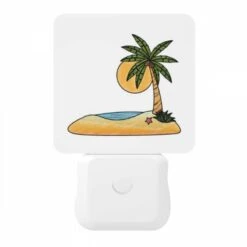 Night Light, A Cartoon Drawing Of A Palm Tree On A Beach. -Cute Night Light Shop 028dc1ba2c25b92f47170aac74779fbea001636f