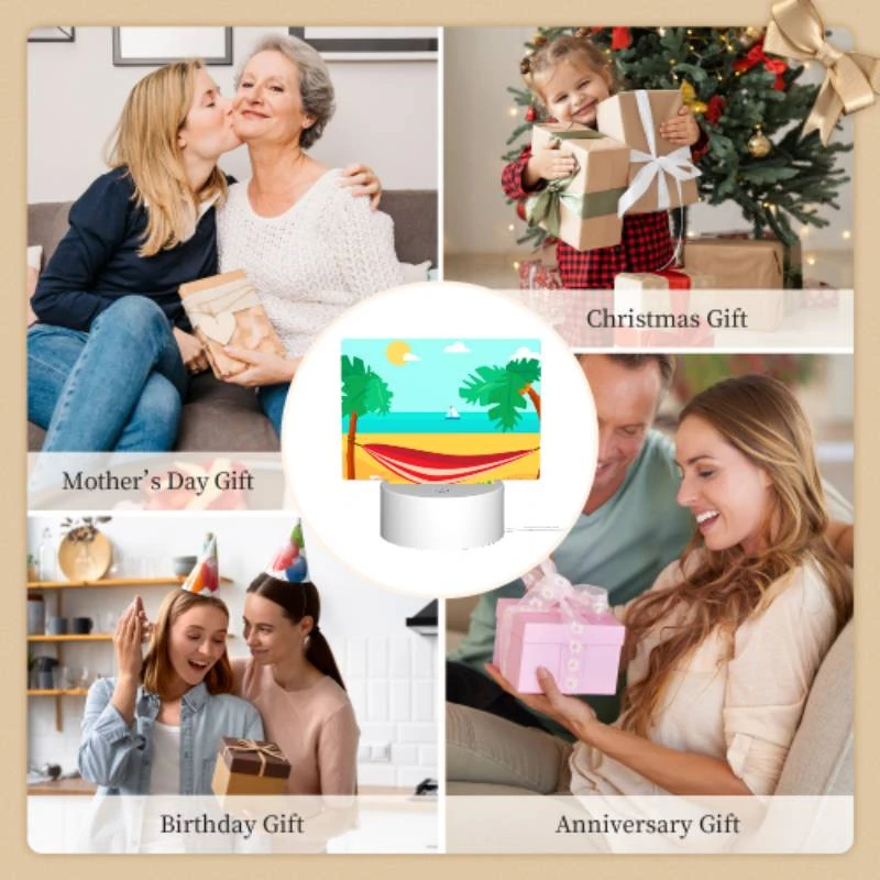 Rectangular Acrylic Night Light, A red and white beach umbrella is set up on the sand Rectangular Acrylic Night Light, A Red And White Beach Umbrella Is Set Up On The Sand -Cute Night Light Shop 02a1cb9d874575ec3412aa48c278c9eafaa5800a