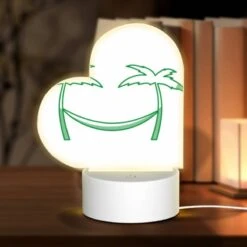 Love Acrylic Night Light, A Green Smiley Face With Two Palm Trees On Either Side.