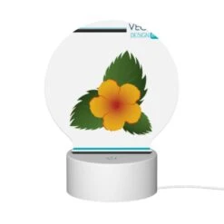Round Acrylic Night Light, A Yellow Flower With Green Leaves. -Cute Night Light Shop 035603f88b1ff49a03ae5848e6b437b022bfed8a