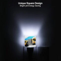 Night Light Set Of 2, A Black And White Drawing Of A City With A Bird Flying Above It. -Cute Night Light Shop 035c84f1c6e91fe4d74e9a047b2a850eb8686e3f