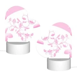 Love Acrylic Night Light, A Pink Flower With A Green Leaf. -Cute Night Light Shop 03a959cc91bbcb2f3d5b61627bd29a28ce0f3ae1