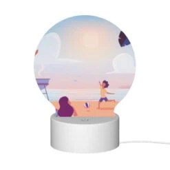 Round Acrylic Night Light, A Family Is Enjoying A Day At The Beach -Cute Night Light Shop 03c1064ed72e2a240eaf0d0cbf0093daf2b3194e