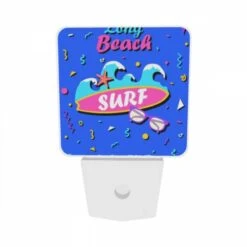 Night Light Set Of 2, A Colorful Surfing Zone Sign With A Pink And Blue Background. -Cute Night Light Shop 0461d82a62b441cd732add1015f8af3f47c04a13