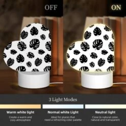 Love Acrylic Night Light, A Pattern Of Black And White Leaves. -Cute Night Light Shop 0473d1a999381b3bcd0783892693d55e7290e601