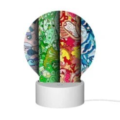 Round Acrylic Night Light, Three Colorful Designs Are Displayed On A Row Of Paper. -Cute Night Light Shop 047998c71d74b8454325bdf39752939421d6d0f9