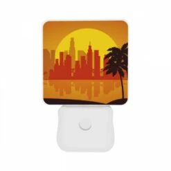 Night Light Set Of 2, A Cityscape With A Sunset In The Background. -Cute Night Light Shop 05357915cbf03f9ee5e69d54c09343391b1573c7