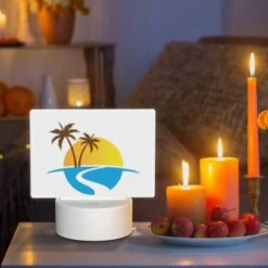 Rectangular Acrylic Night Light, A Sunset With Two Palm Trees And A Blue Ocean. -Cute Night Light Shop 0540c28ad934999917e65c0b6972ab29feb06237