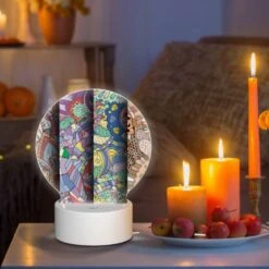 Round Acrylic Night Light, Four Different Colored Paintings Of A Flower. -Cute Night Light Shop 054ab930de26d004ee856c3471d3b183b9e30683