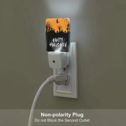 Night Light Set Of 2, A Halloween Poster With A Witch Flying Over A Hill Of Pumpkins. -Cute Night Light Shop 0660e9a43cf2e7b8775f5484e9e4fdf08af7b5eb