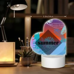 Love Acrylic Night Light, A Colorful Image Of Leaves And Flowers With The Word "summer" Written In The Middle. -Cute Night Light Shop 06a33f5315666e0e70ba0659a39d0820d4b02493