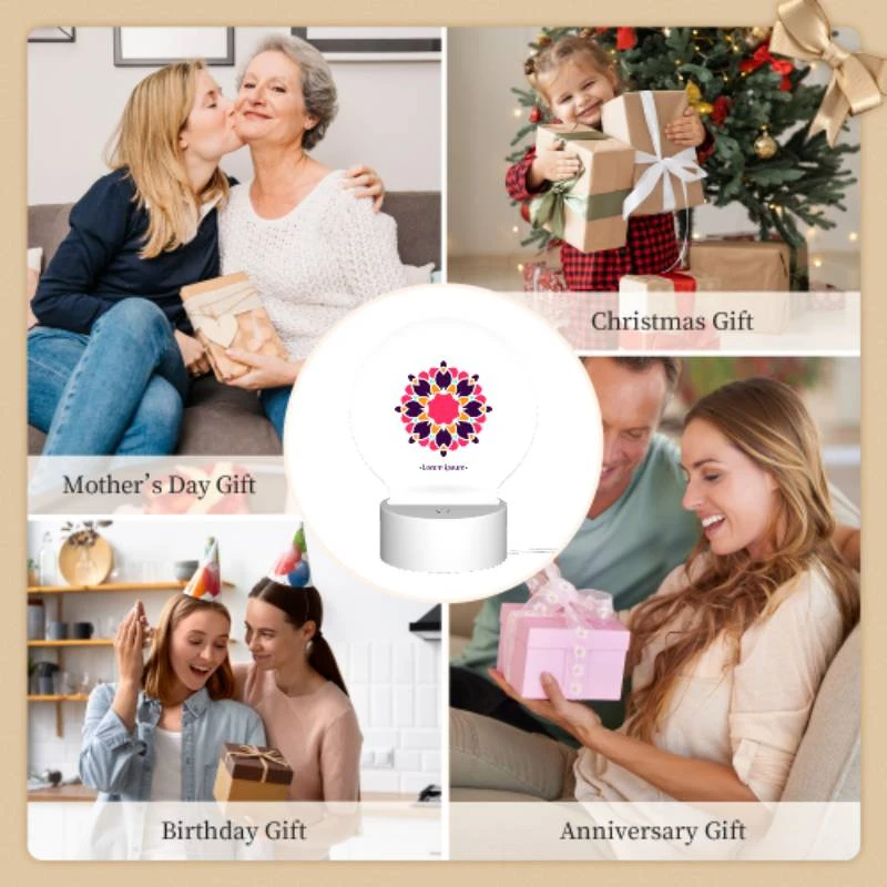 Round Acrylic Night Light, A colorful flower with a pink center and purple petals. Round Acrylic Night Light, A Colorful Flower With A Pink Center And Purple Petals. -Cute Night Light Shop 06b58c84357b56f3a6a9e166aa64ce07d1df753d