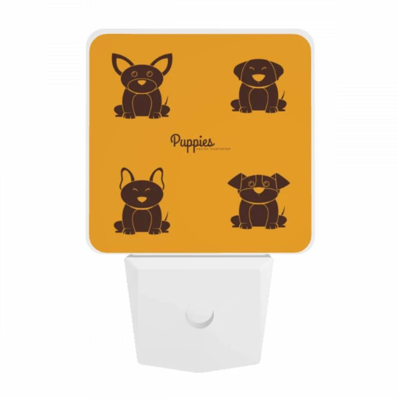Night Light, Four different puppies are shown on a yellow background. Night Light, Four Different Puppies Are Shown On A Yellow Background. -Cute Night Light Shop 07d3fe3c676f717dd6aa5acf7528f8af0f591687