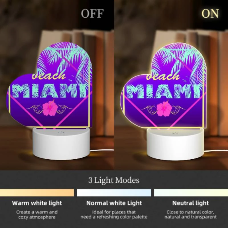 Love Acrylic Night Light, A colorful sign that says "Beach Miami.". Love Acrylic Night Light, A Colorful Sign That Says "Beach Miami.". -Cute Night Light Shop 07e14313af365a4b31988990e375daecb0408ce0