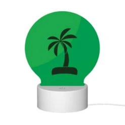 Round Acrylic Night Light, A Green And Yellow Palm Tree On A Green Background. -Cute Night Light Shop 0817b339c8d789c33fdec44351e881d794bf5fba