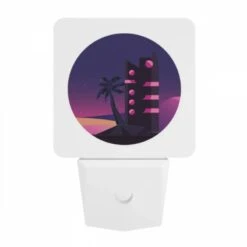 Night Light, A Tall Building With A Pink And Black Color Scheme Is Lit Up At Night. -Cute Night Light Shop 092b1ec3cac772a60c73f91a01c3f29e4cb25742
