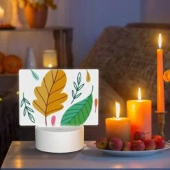 Rectangular Acrylic Night Light, A Colorful Leaf With A Pink Stem. -Cute Night Light Shop 0a08b3b0f7c94f7fb9a72be3a8674b42a53ea825