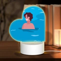 Love Acrylic Night Light, A Man Is Swimming In The Ocean