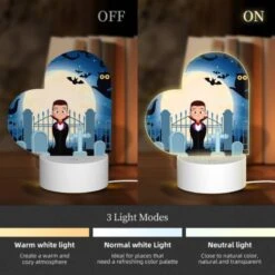 Love Acrylic Night Light, A Boy In A Vampire Costume Stands In Front Of A Fence With A Cemetery In The Background. -Cute Night Light Shop 0b01a27fc1c46bdcfd8fd9f5df8960232adcfd65