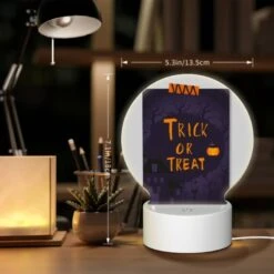 Round Acrylic Night Light, A Poster With A Pumpkin On It That Says Trick Or Treat. 7 Round Acrylic Night Light, A Poster With A Pumpkin On It That Says Trick Or Treat. -Cute Night Light Shop 0b1b77a41214bdc36775dd485c2c44ecf5a51814