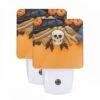 Night Light Set Of 2, A Skeleton And A Skull Are On A Table With A Bat And A Book. -Cute Night Light Shop 0baa8cf110aa522e3e63cf9d5a9bc84f46161d0d