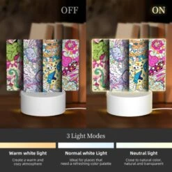 Rectangular Acrylic Night Light, Three Colorful Designs Of Flowers And Leaves Are Displayed On A Wall. -Cute Night Light Shop 0bc9ea17d605d632f9e91ee7cabca088fc56a141
