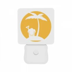 Night Light Set Of 2, A Yellow Circle With A Toothbrush And A Palm Tree. -Cute Night Light Shop 0bfaf2f16f9da1a154a5a910b57f5d61a8ee5fe4