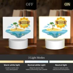 Rectangular Acrylic Night Light, A Sunny Island With A Palm Tree And A Yellow Sun. -Cute Night Light Shop 0c3e20e11eca469154628c8c26ad6dd8fd7389d8