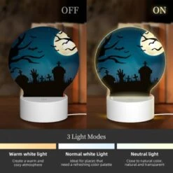 Round Acrylic Night Light, A Spooky Scene With A Full Moon And A Bunch Of Skeletons. -Cute Night Light Shop 0cb7d1e189d6c2b0efb5aa95dbd03ac86e4cb283