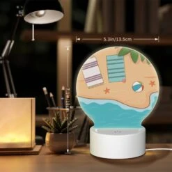 Round Acrylic Night Light, A Beach Scene With A Towel -Cute Night Light Shop 0d098547db85d7745e29ba073f1ea324ca6c45d6