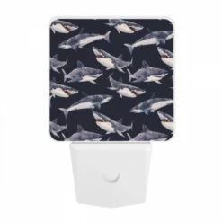 Night Light, A Pattern Of Sharks On A Blue Background. -Cute Night Light Shop 0db4d66a7c6197dc85430b5cc3ee2b705f8b6be0