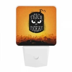 Night Light, A Halloween-themed Image Of A Black And White Pumpkin With A Scary Face And The Words "Trick Or Treat" Written On It. -Cute Night Light Shop 0dd21d8dd314204c2eb3995ba618cc7116db92e6