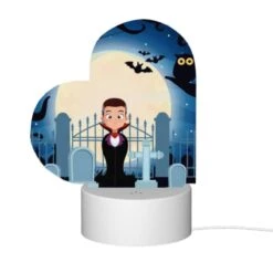Love Acrylic Night Light, A Boy In A Vampire Costume Stands In Front Of A Fence With A Cemetery In The Background. -Cute Night Light Shop 0dfaddaaa564c54a34ac55b007a5632679fc0213