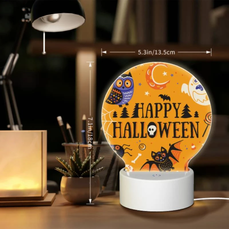 Round Acrylic Night Light, A colorful Halloween poster with various creepy and spooky characters. Round Acrylic Night Light, A Colorful Halloween Poster With Various Creepy And Spooky Characters. -Cute Night Light Shop 0e02ec64df1b26fd33ffd14505bf27cb21888dac