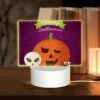 Rectangular Acrylic Night Light, A Happy Halloween Sign With A Pumpkin And A Skeleton.