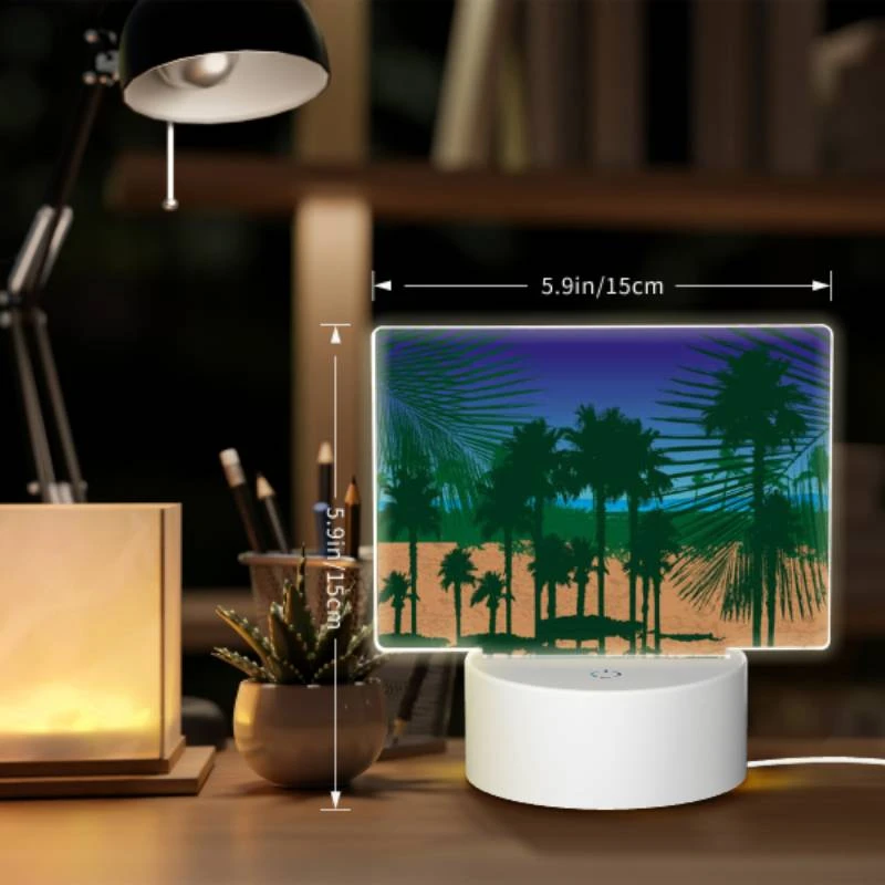 Rectangular Acrylic Night Light, A beach scene with palm trees and a boat. Rectangular Acrylic Night Light, A Beach Scene With Palm Trees And A Boat. -Cute Night Light Shop 0f007f130a5b436b786032e19688c575bf4423e6
