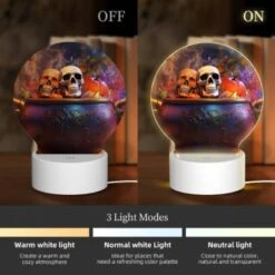 Round Acrylic Night Light, A Bowl Of Fruit And Vegetables With Two Skeleton Heads On Top. -Cute Night Light Shop 10deafbb1bc3b3a685ca2f8a5af11de2c3b62f5b
