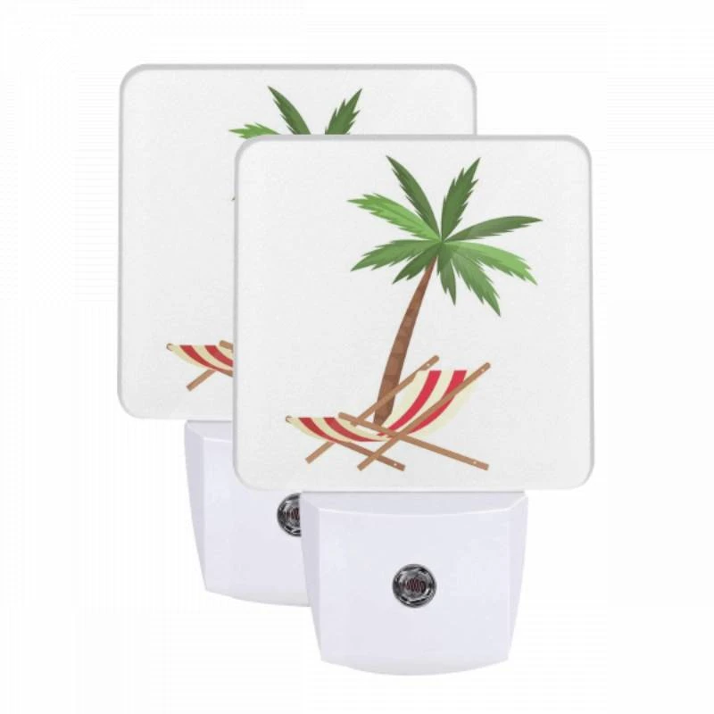 Night Light Set of 2, A palm tree is shown in a red and white striped chair. Night Light Set Of 2, A Palm Tree Is Shown In A Red And White Striped Chair. -Cute Night Light Shop 1122ea839ff2c2a872d385e538fffa8400cc3529