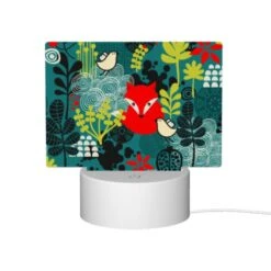 Rectangular Acrylic Night Light, A Red Fox Is Surrounded By A Variety Of Birds And Plants. -Cute Night Light Shop 11fa476bfa6b274cbac75c4b089848b85ea4ad24