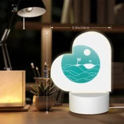 Love Acrylic Night Light, A Blue And White Circle With A Beach And Palm Trees In It. -Cute Night Light Shop 1228f4581c8fd179c726873be9feee959f2a9f1e