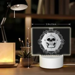 Rectangular Acrylic Night Light, A Skeleton Is Shown On A Clock With The Time Of 6:13. -Cute Night Light Shop 123bf90b38d57d4723a125eb5f6acb723a27e91e
