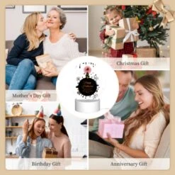 Round Acrylic Night Light, A Black And White Poster With A Witch On A Broomstick And The Words "Happy Halloween" Written In Orange. -Cute Night Light Shop 133ab95343d4ea0044cf2781339b67b9177e26bb